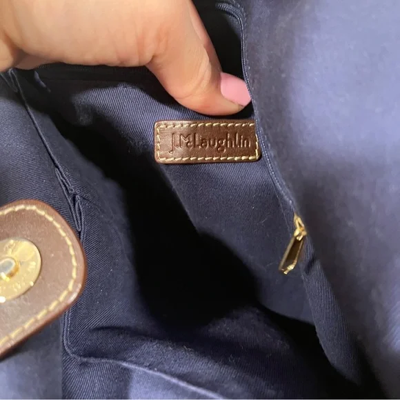 RARE J. McLaughlin Tartan Handbag Vintage Wool /Leather plaid Handbag - Picture 12 of 15